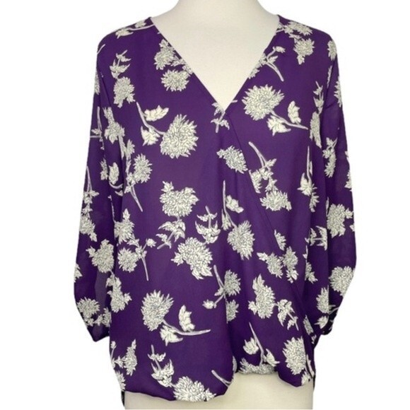 West Kei Purple Wrap Style Top Size Small Petite - Picture 1 of 7